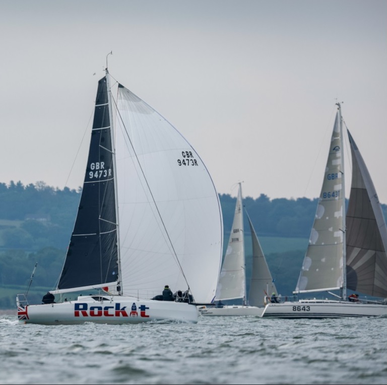 Mostly Hamrless initially held her own against boats under spinnaker